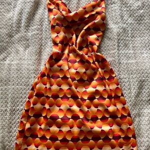 Urban Outfitters Orange Brown Halter Mini Dress